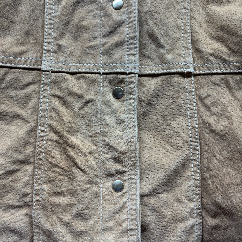 Vintage WILSONS LEATHER Maxima Cropped Beige Jacket Ladies S/M festival cowgirl - Picture 11 of 16